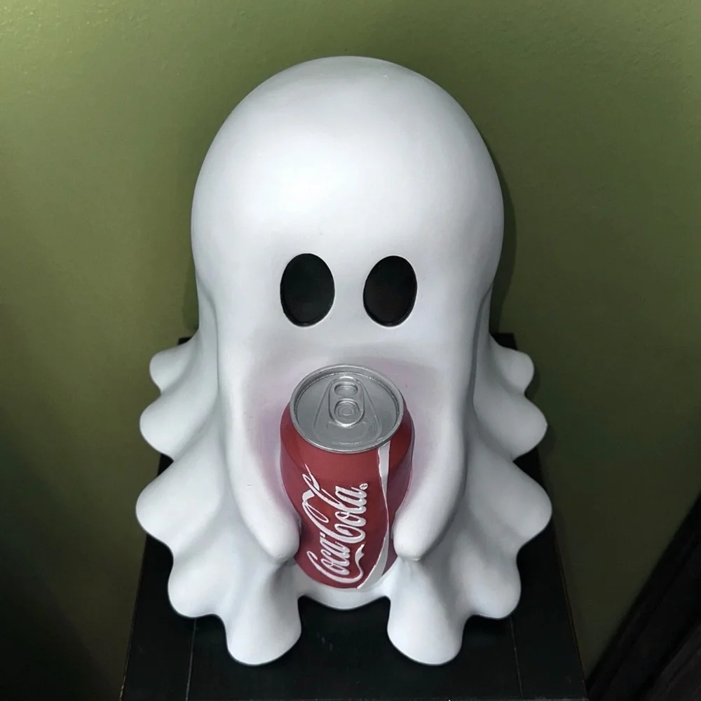 Coca-Cola Ghost Figure Halloween Decor Drink Holder Spooky Cute, NEW, White
